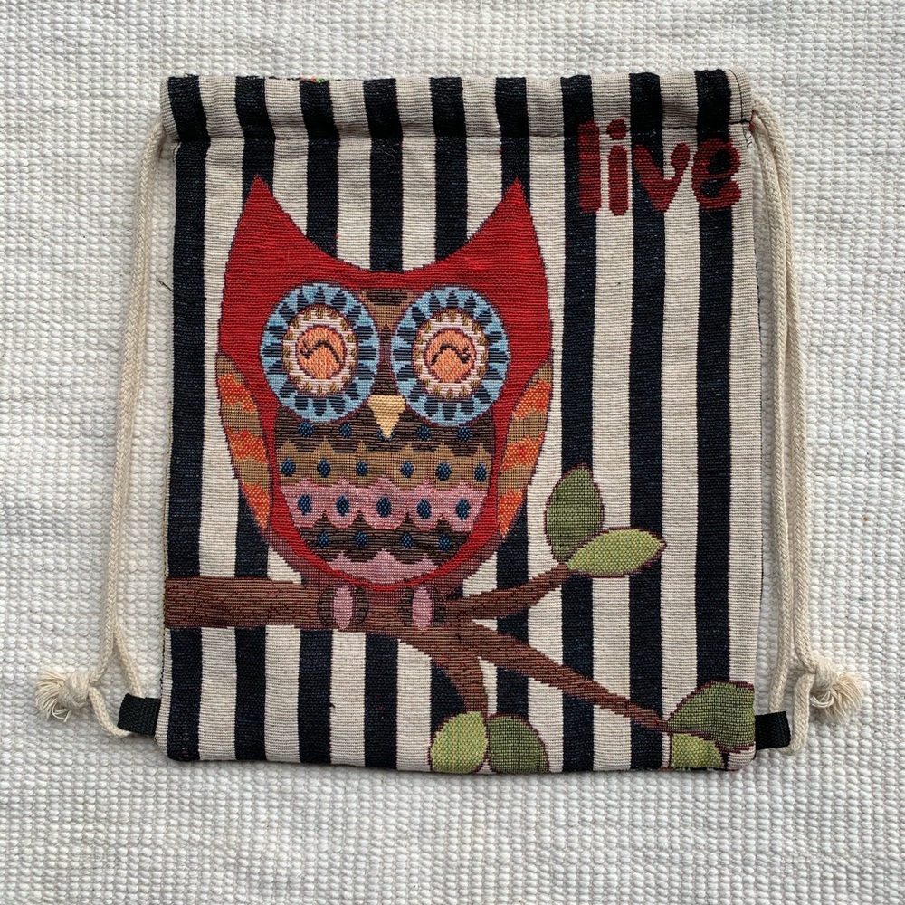 owl drawstring backpack